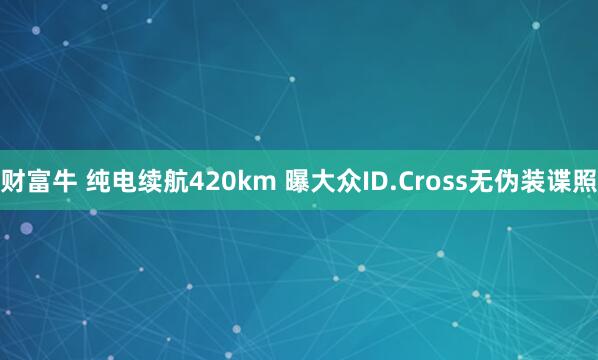 财富牛 纯电续航420km 曝大众ID.Cross无伪装谍照